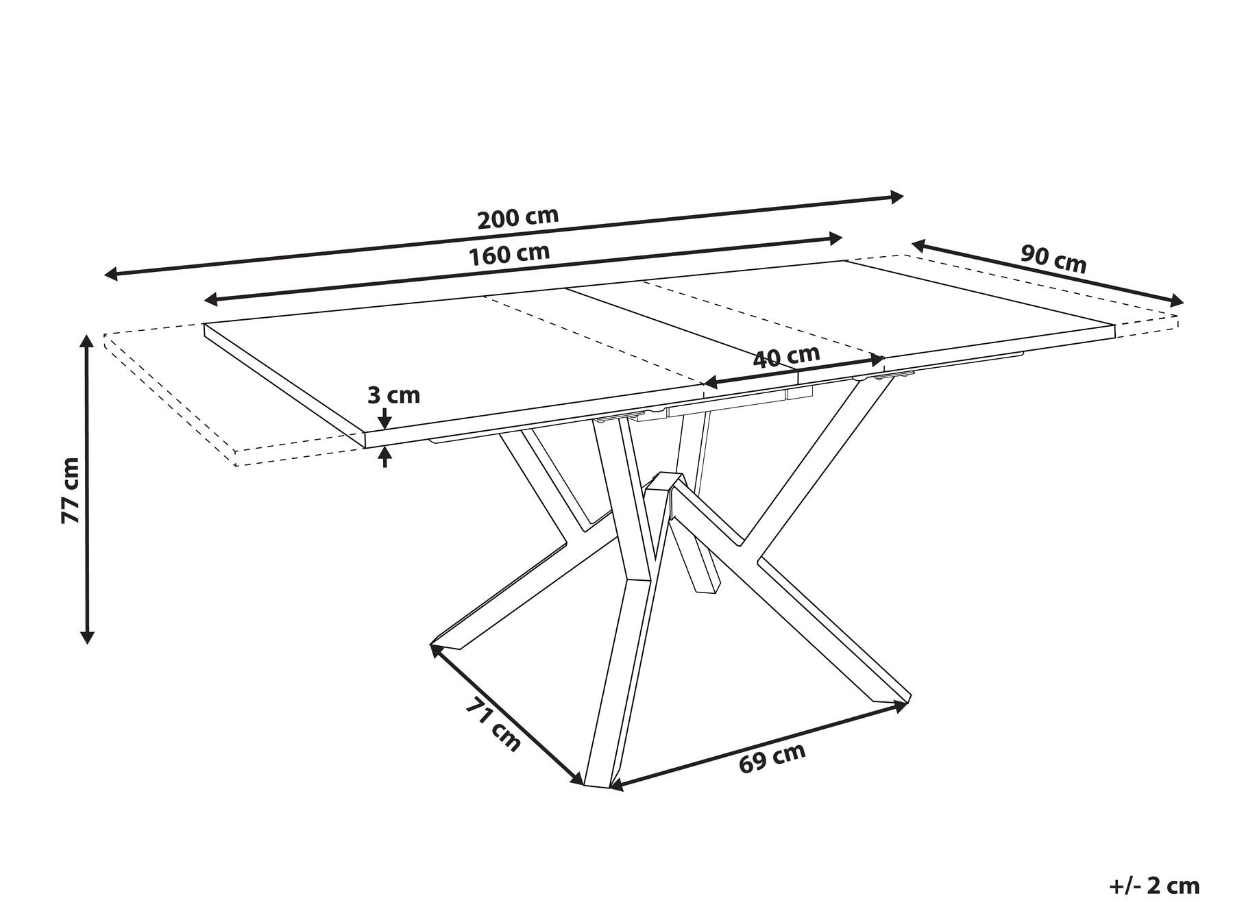 Extending Dining Table ANSELL Light Brown 160/200 cm 90 cm