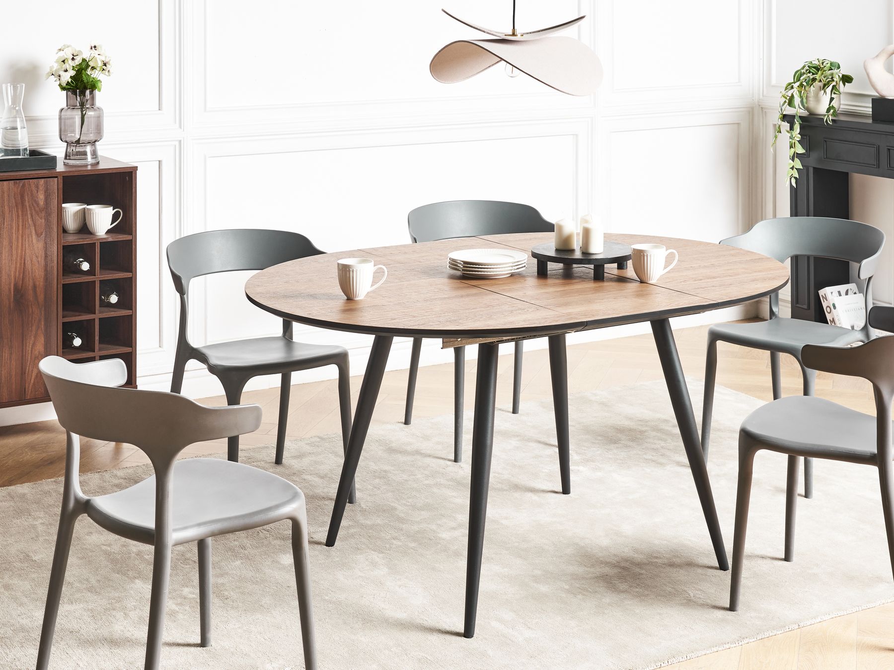 Extending Dining Table SENIAC Brown 110/150 cm 112 cm