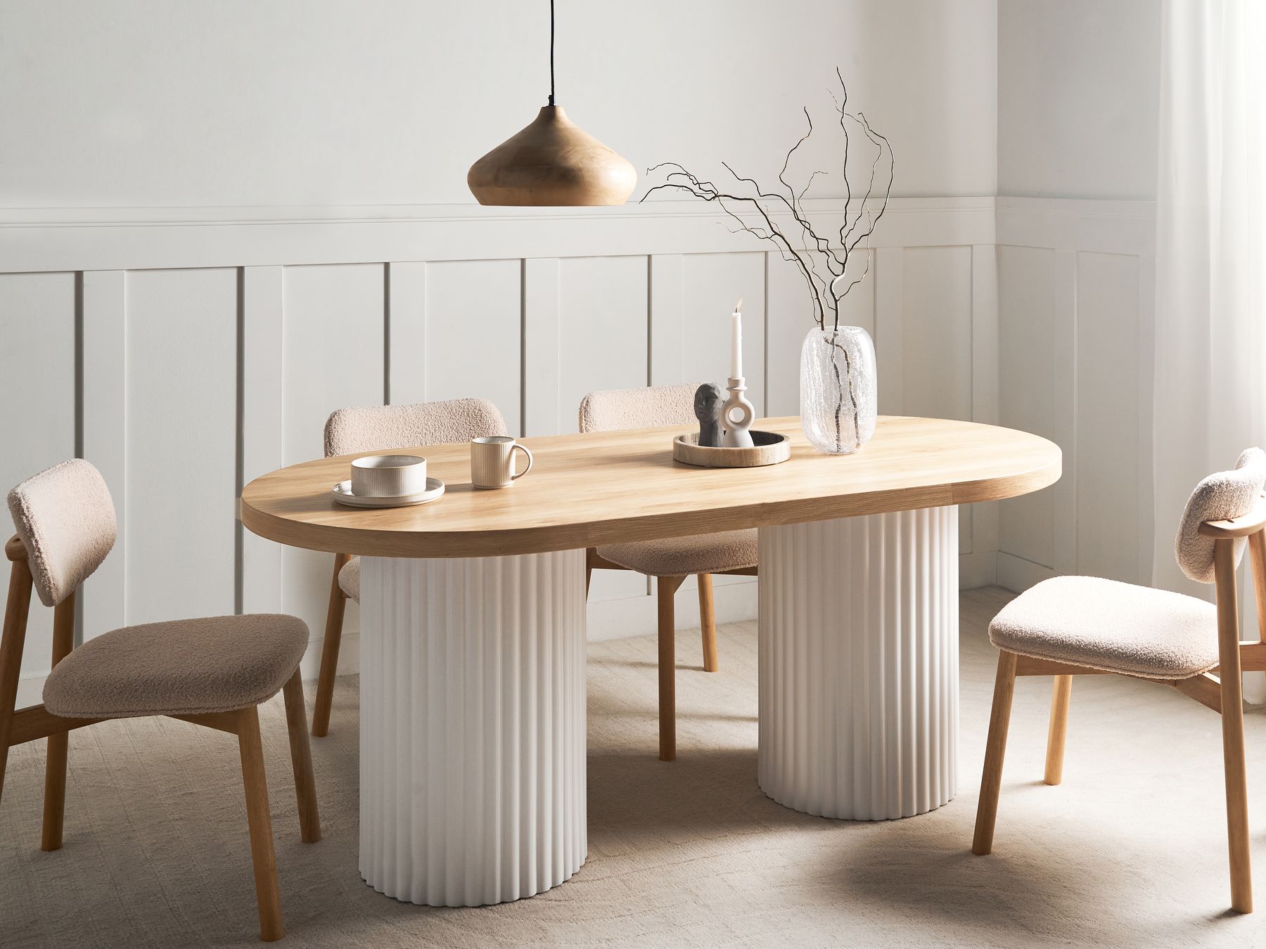 Dining Table SHERIDAN Light Brown/ White 180 cm 90 cm