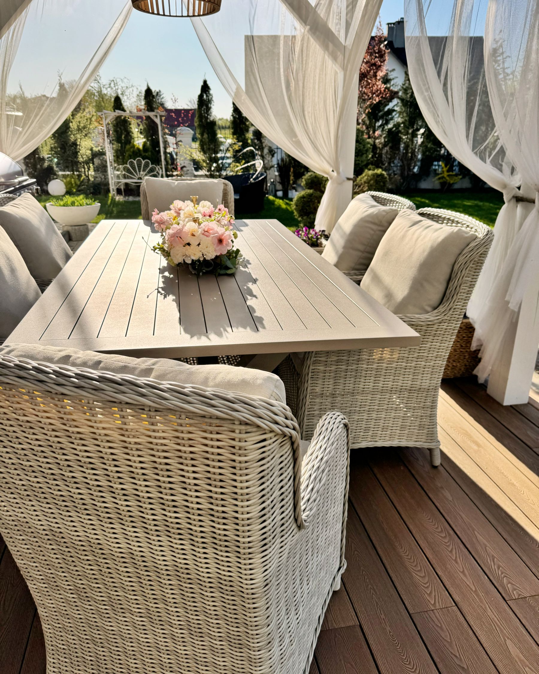 Garden Dining Set 6 Seater CASCAIS with Cushions PE Rattan Beige
