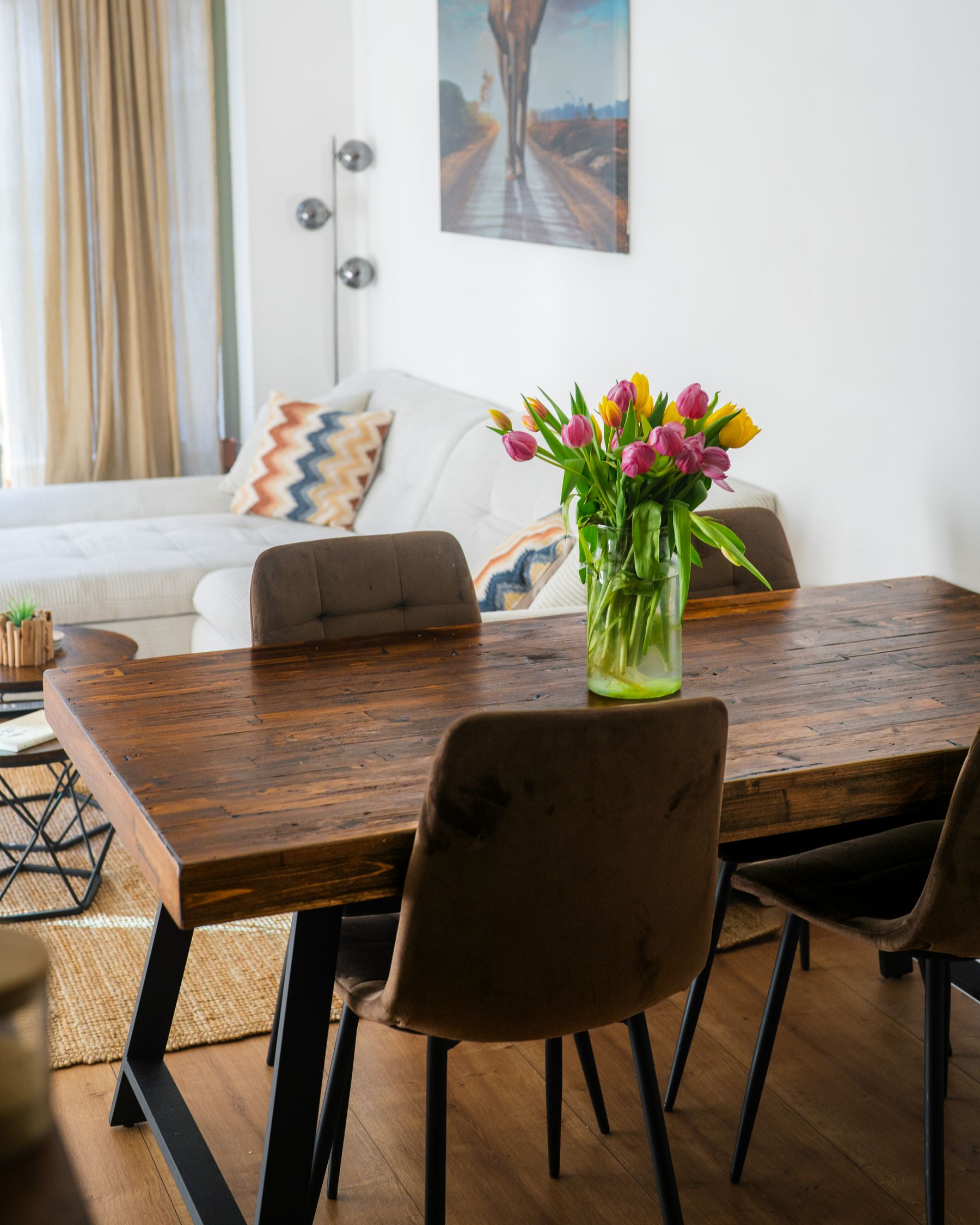 Dining Table WARTON Dark Brown 160 cm 90 cm Pine Wood