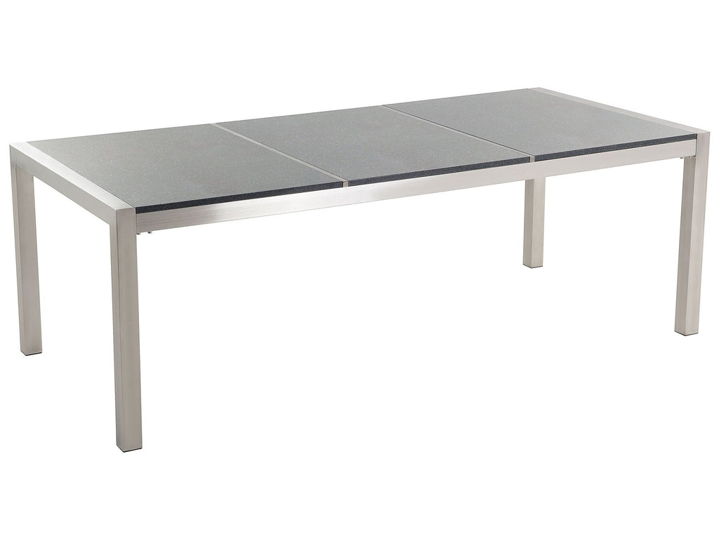 Garden Dining Set 8 Seater GROSSETO Triple Plate Granite Polished Grey/ White