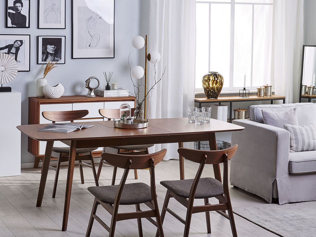 Extending Dining Table MADOX Dark Walnut 120/150 cm 75 cm