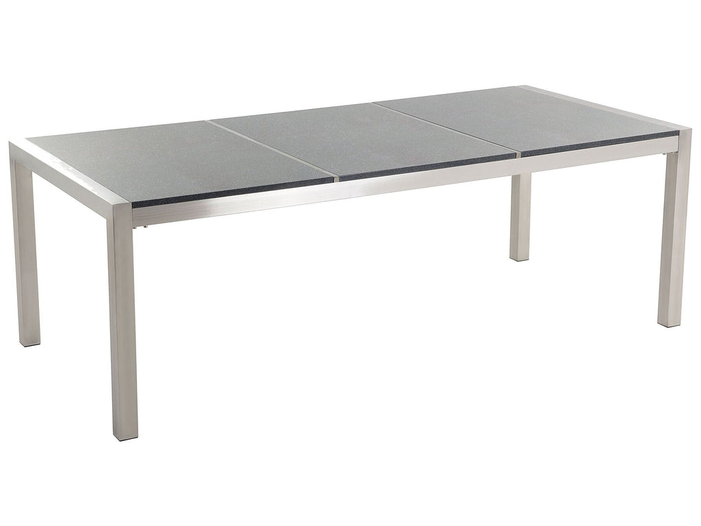 Garden Dining Set 8 Seater GROSSETO Triple Plate Granite Polished Grey/ Black