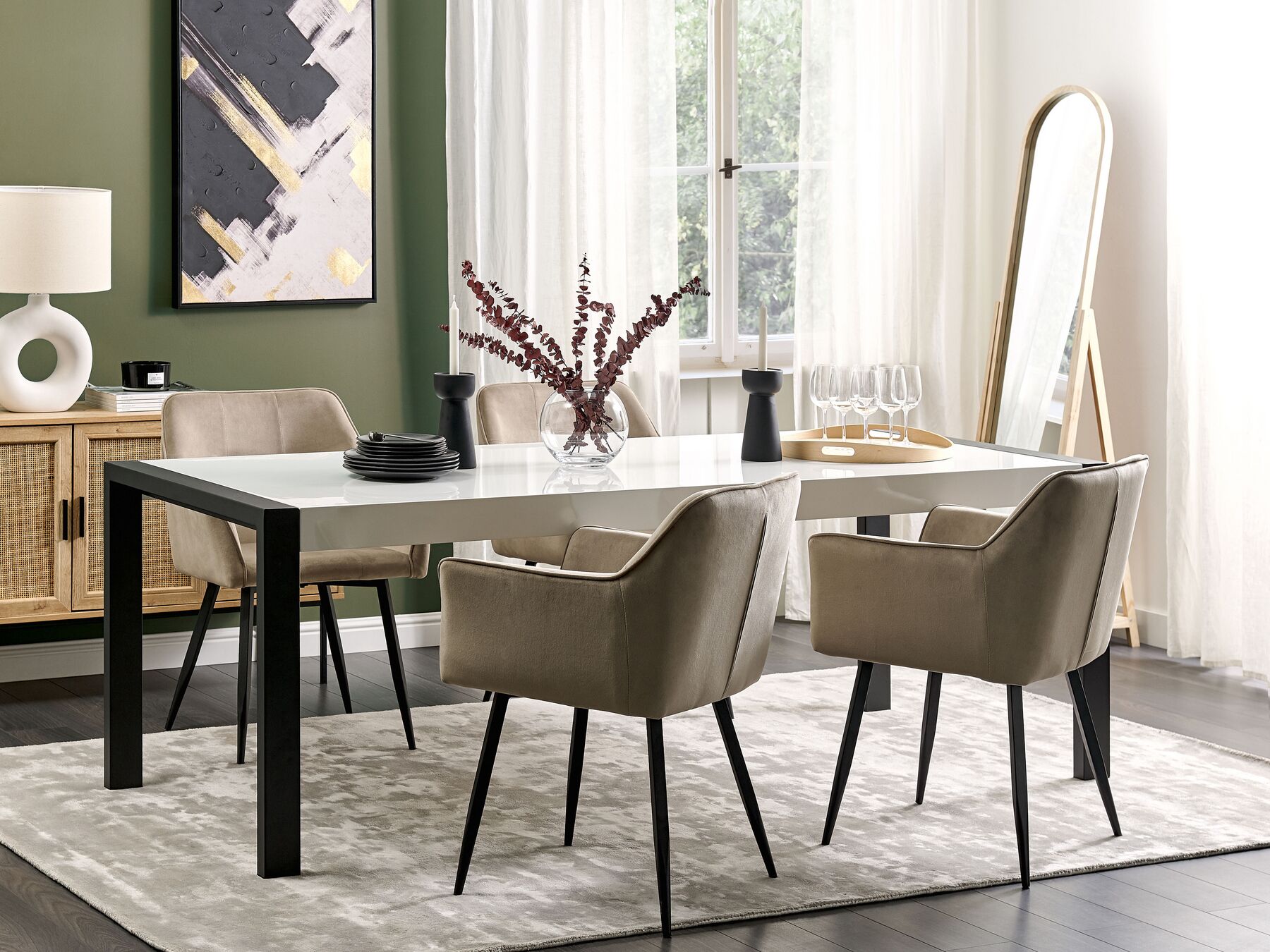Dining Table ARCTIC Black/ White 220 cm 90 cm