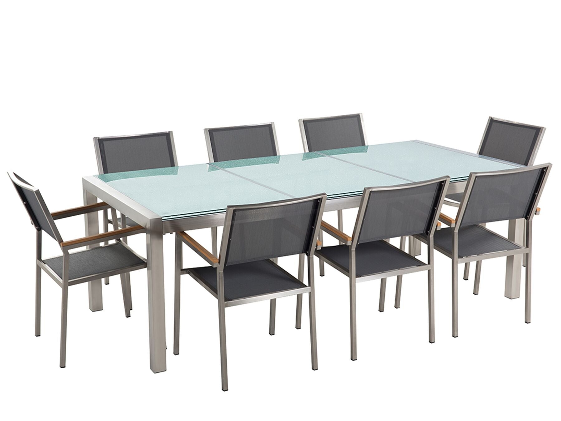 Garden Dining Set 8 Seater GROSSETO Cracked Glass Transparent/ Grey