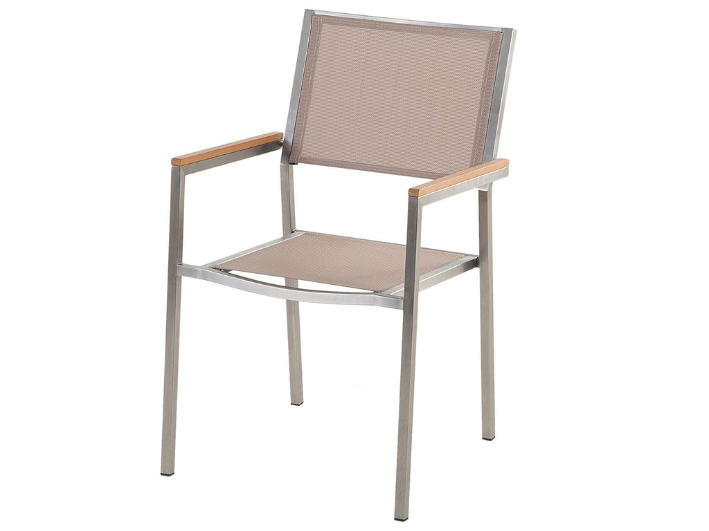 Garden Dining Set 8 Seater GROSSETO Cracked Glass Transparent/ Beige