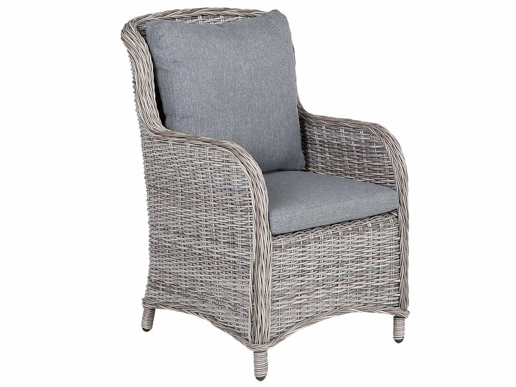 Garden Dining Set 6 Seater CASCAIS with Cushions PE Rattan Grey