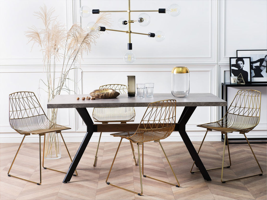 Dining Table BENSON Grey Concrete Effect 160 cm 90 cm