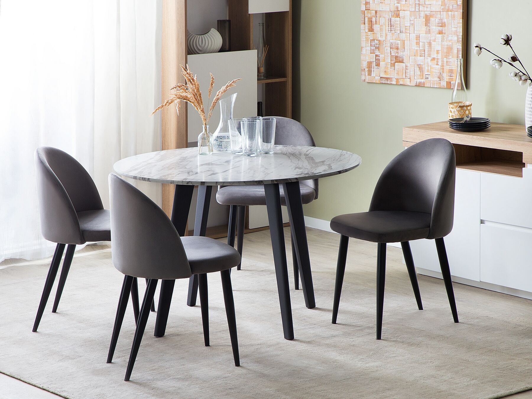 Dining Table MOSBY Marble 110 cm 110 cm