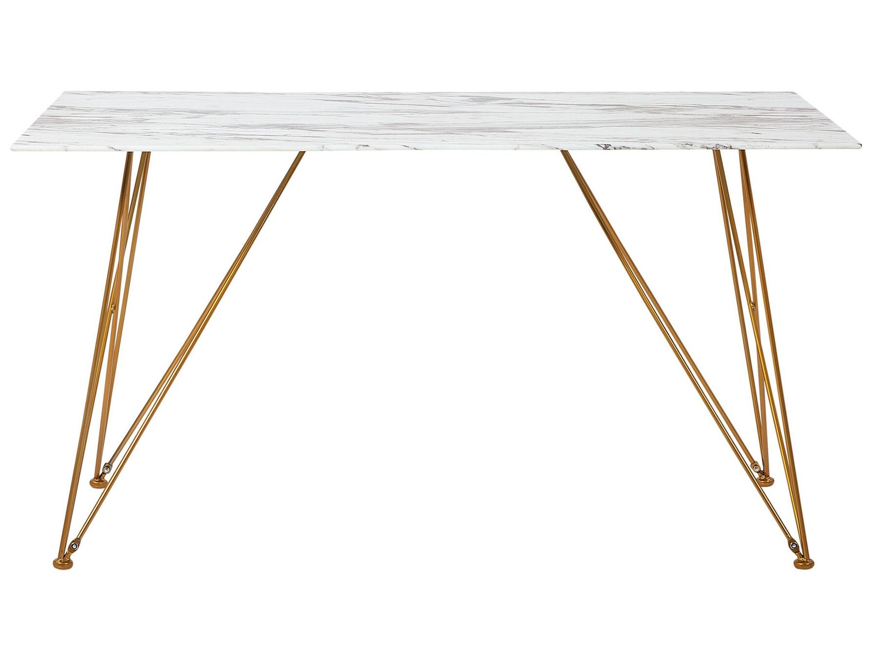 Dining Table KENTON White Marble 140 cm 80 cm Tempered Glass