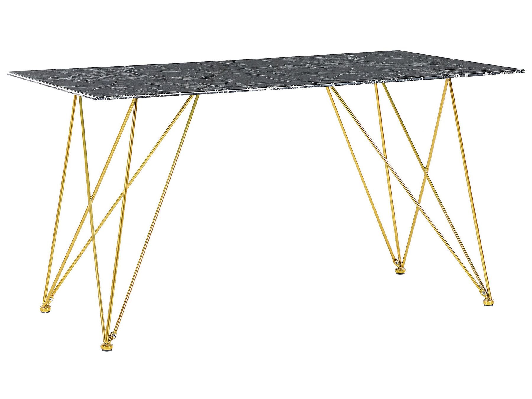 Dining Table KENTON Black Marble 140 cm 80 cm Tempered Glass
