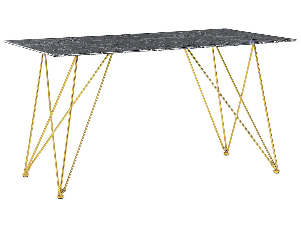 Dining Table KENTON Black Marble 140 cm 80 cm Tempered Glass