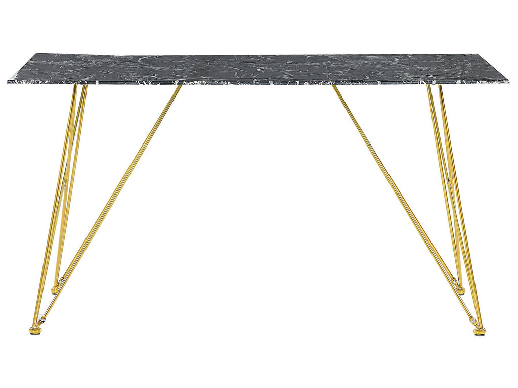 Dining Table KENTON Black Marble 140 cm 80 cm Tempered Glass