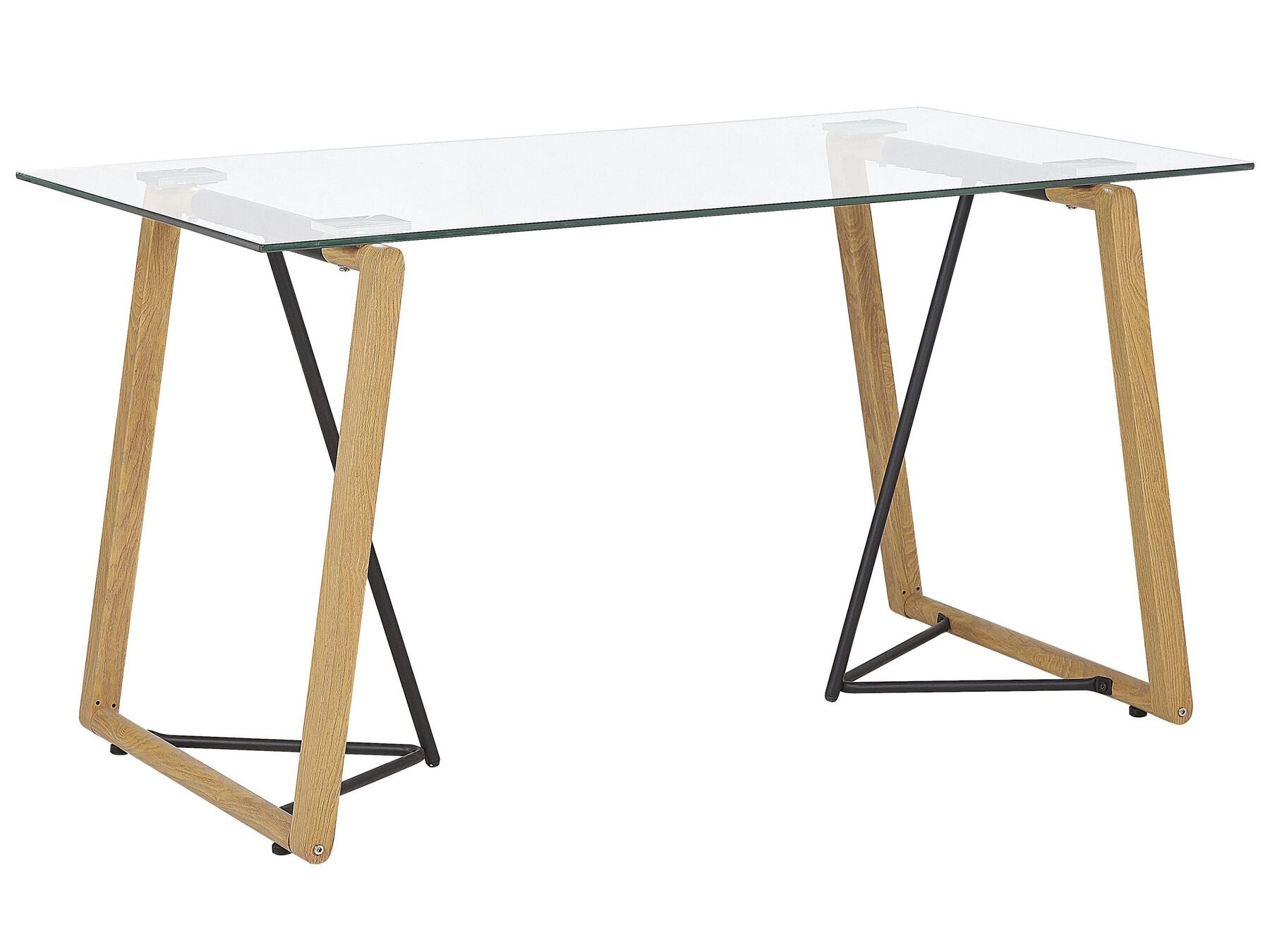 Dining Table TACOMA Light Brown 140 cm 80 cm Tempered Glass