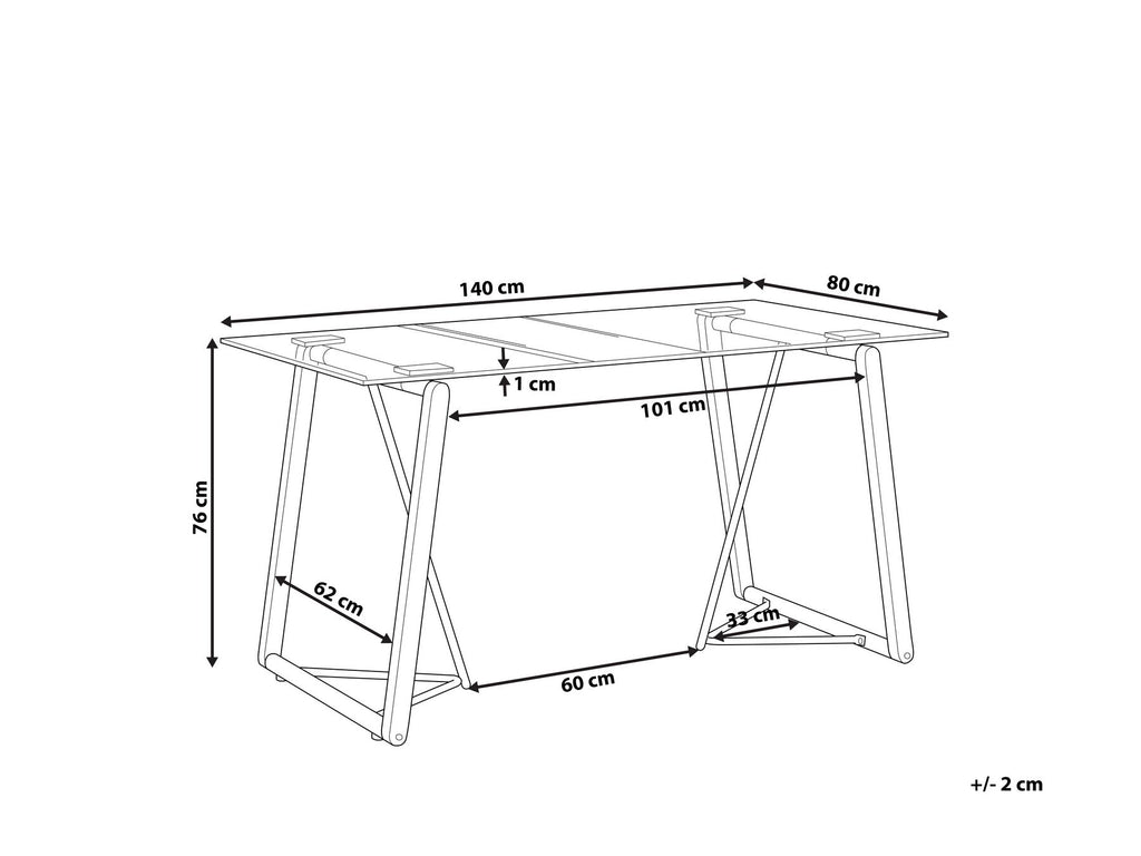 Dining Table TACOMA Light Brown 140 cm 80 cm Tempered Glass