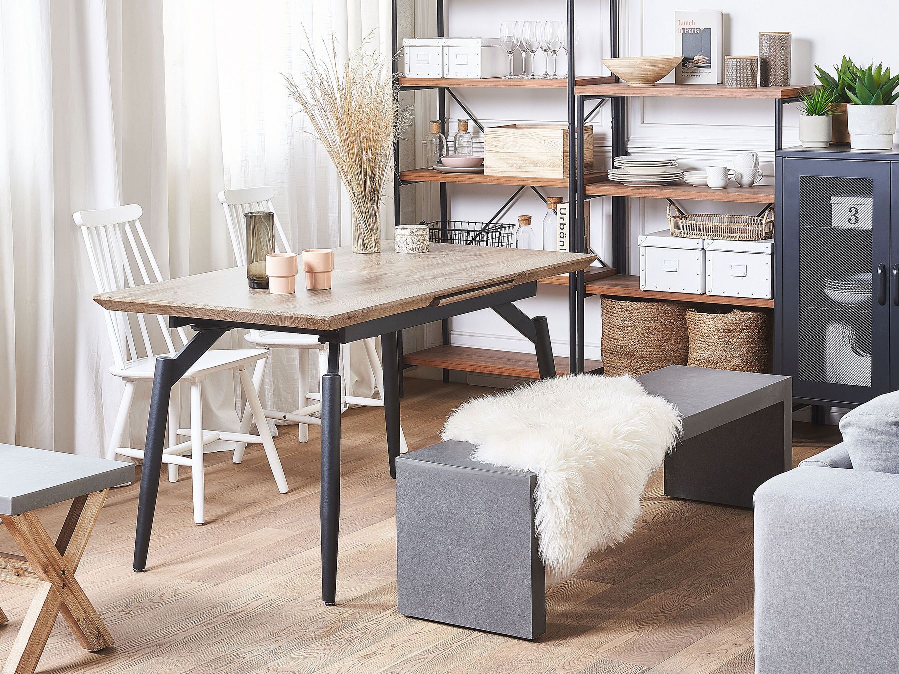 Extending Dining Table BARBOSA Dark Brown 140/180 cm 80 cm