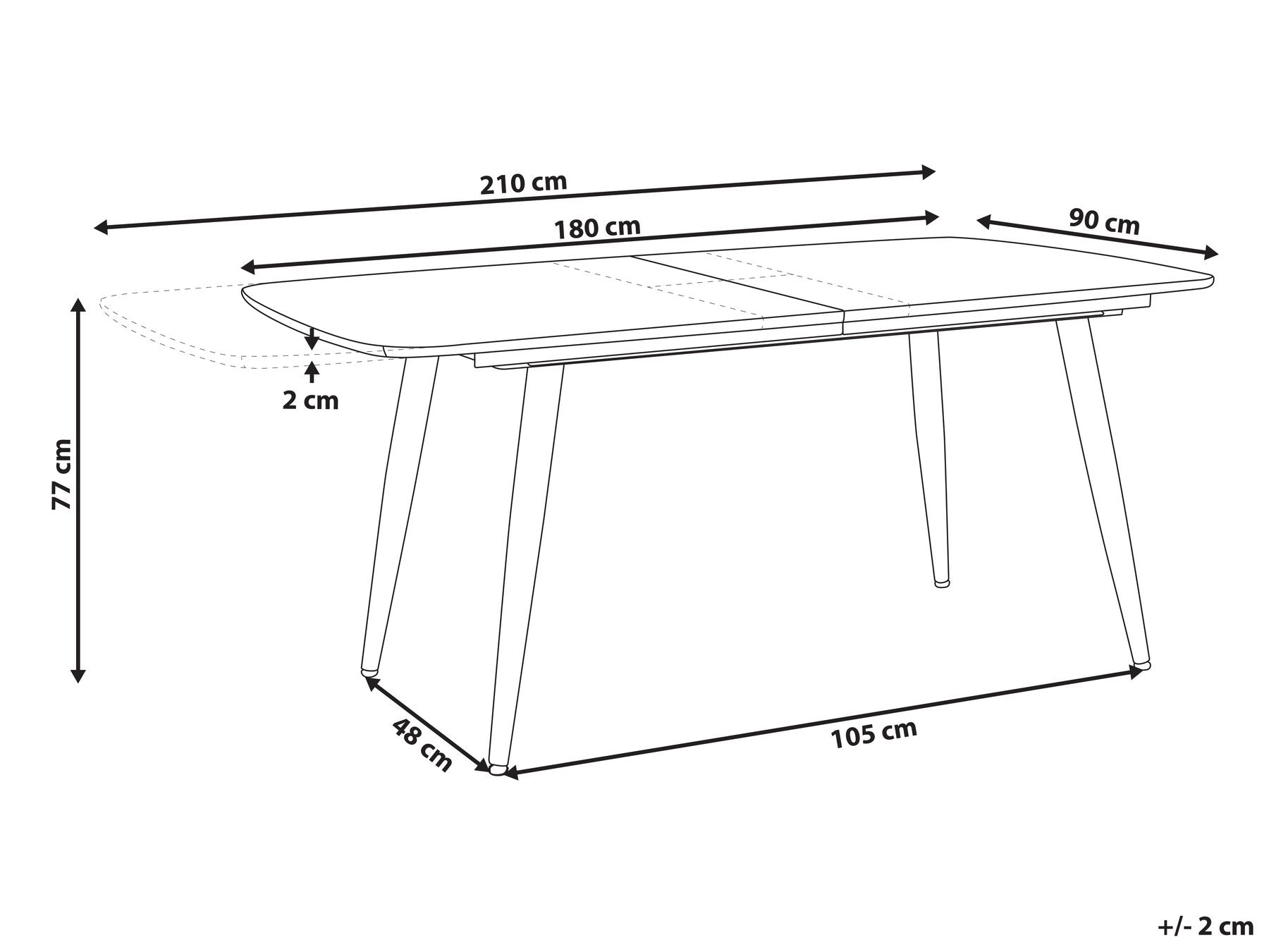 Extending Dining Table HAGA Light Brown 180/210 cm 90 cm