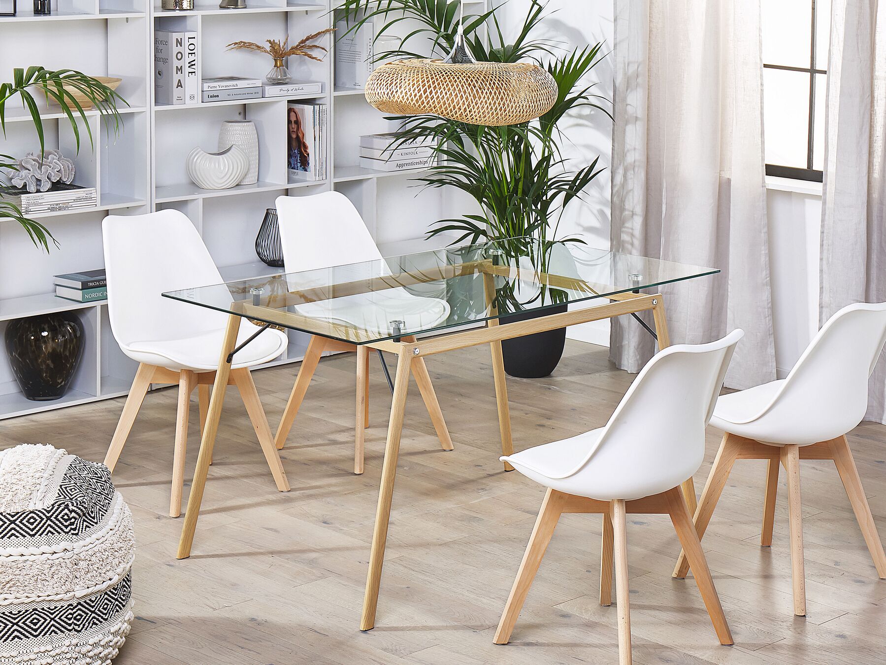 Dining Table KAMINA Light Brown 140 cm 80 cm Tempered Glass