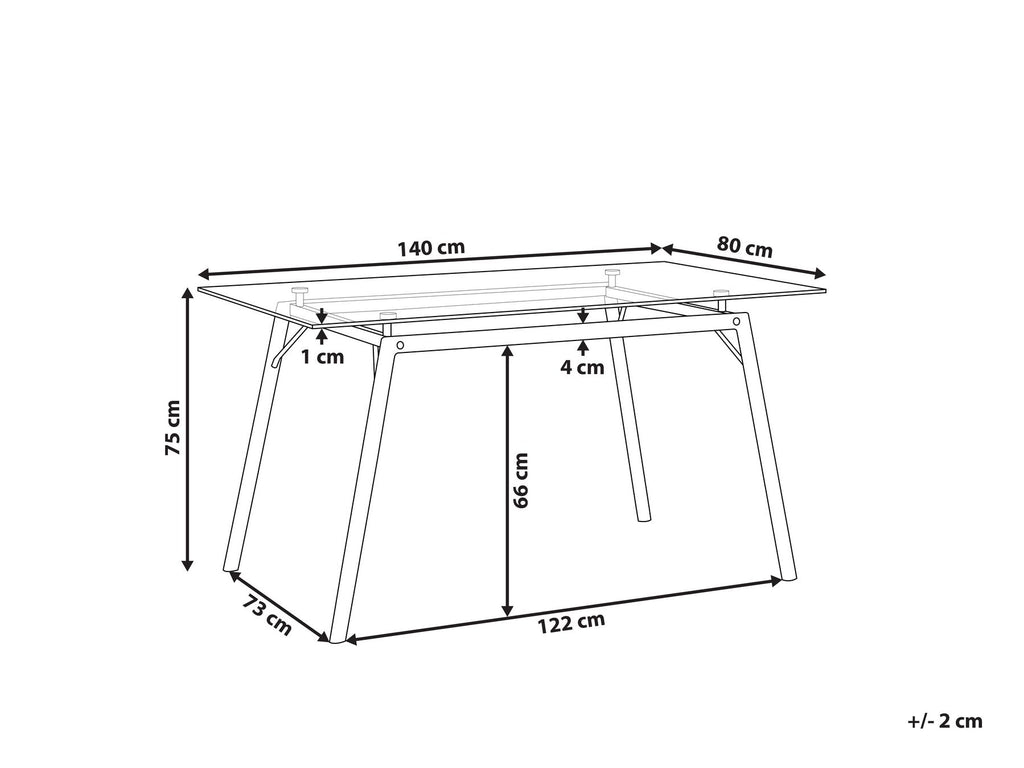 Dining Table KAMINA Light Brown 140 cm 80 cm Tempered Glass