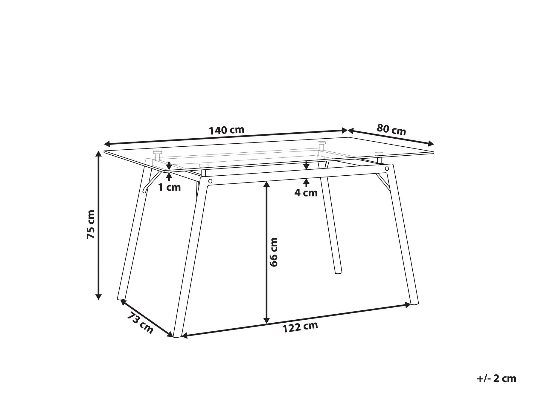 Dining Table KAMINA Light Brown 140 cm 80 cm Tempered Glass