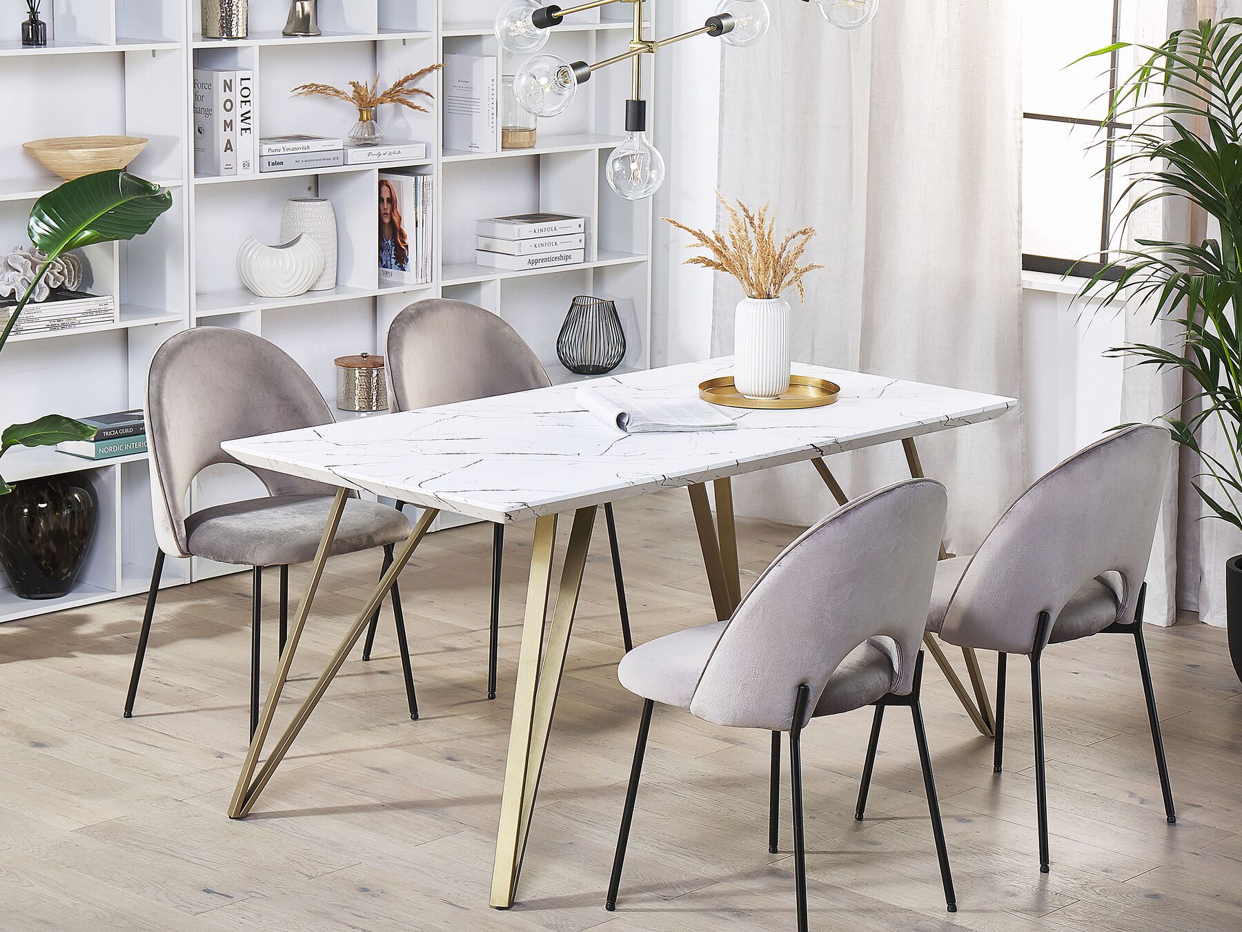 Dining Table MOLDEN White/ Gold 150 cm 80 cm
