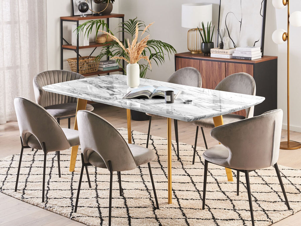 Extending Dining Table MOSBY White/ Gold 160/200 cm 90 cm
