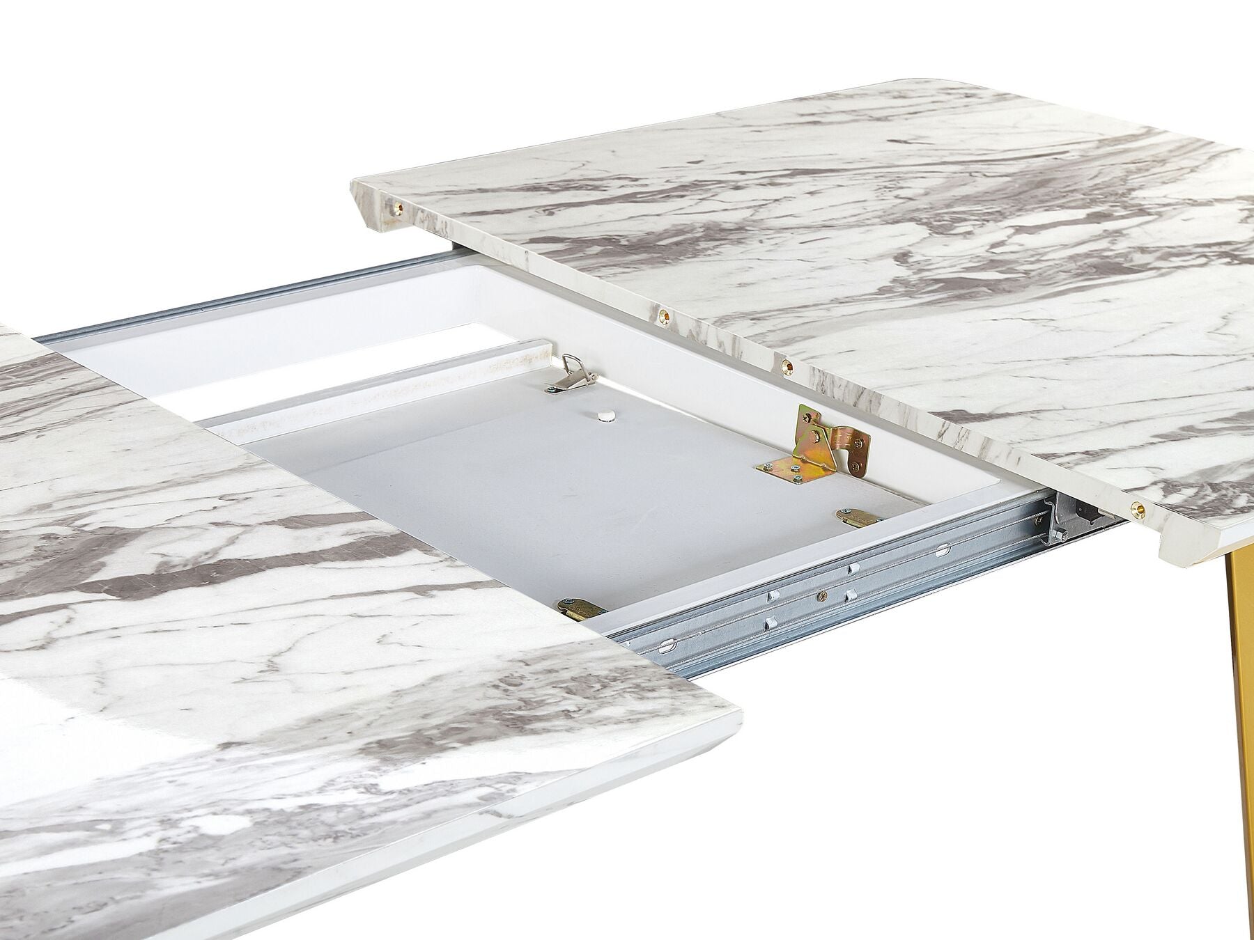 Extending Dining Table MOSBY White/ Gold 160/200 cm 90 cm