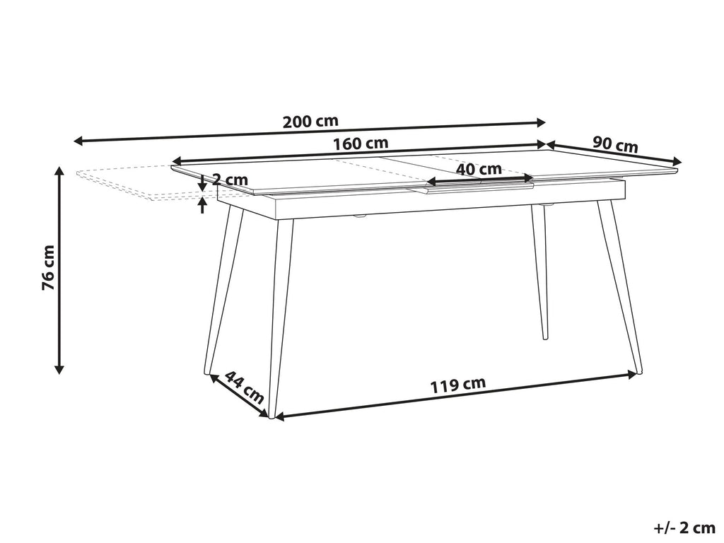 Extending Dining Table MALDON Black 160/200 cm 90 cm