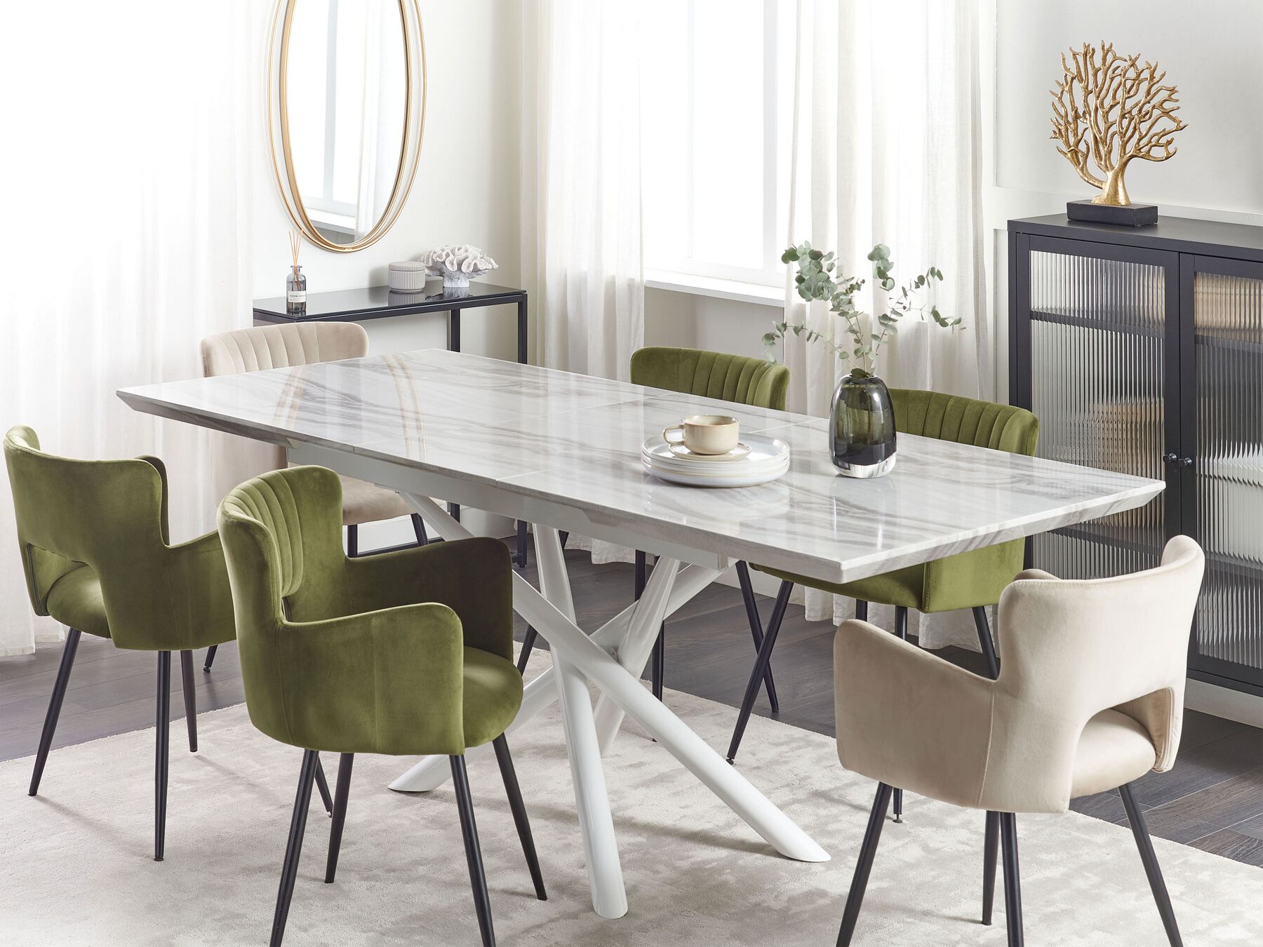 Extending Dining Table MOIRA White 160/200 cm 90 cm
