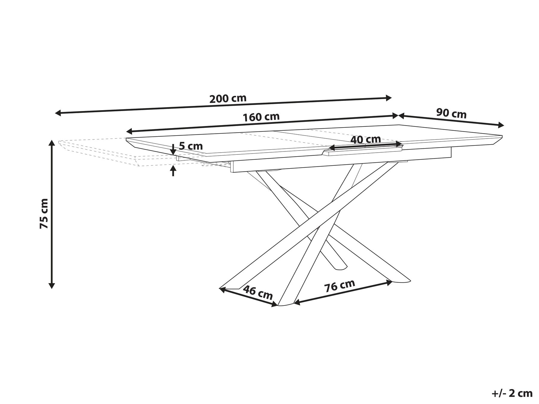 Extending Dining Table MOIRA White 160/200 cm 90 cm