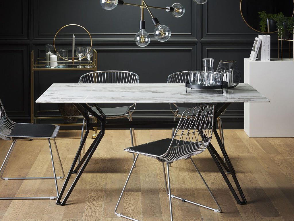 Dining Table BALLINA White 160 cm 90 cm Tempered Glass
