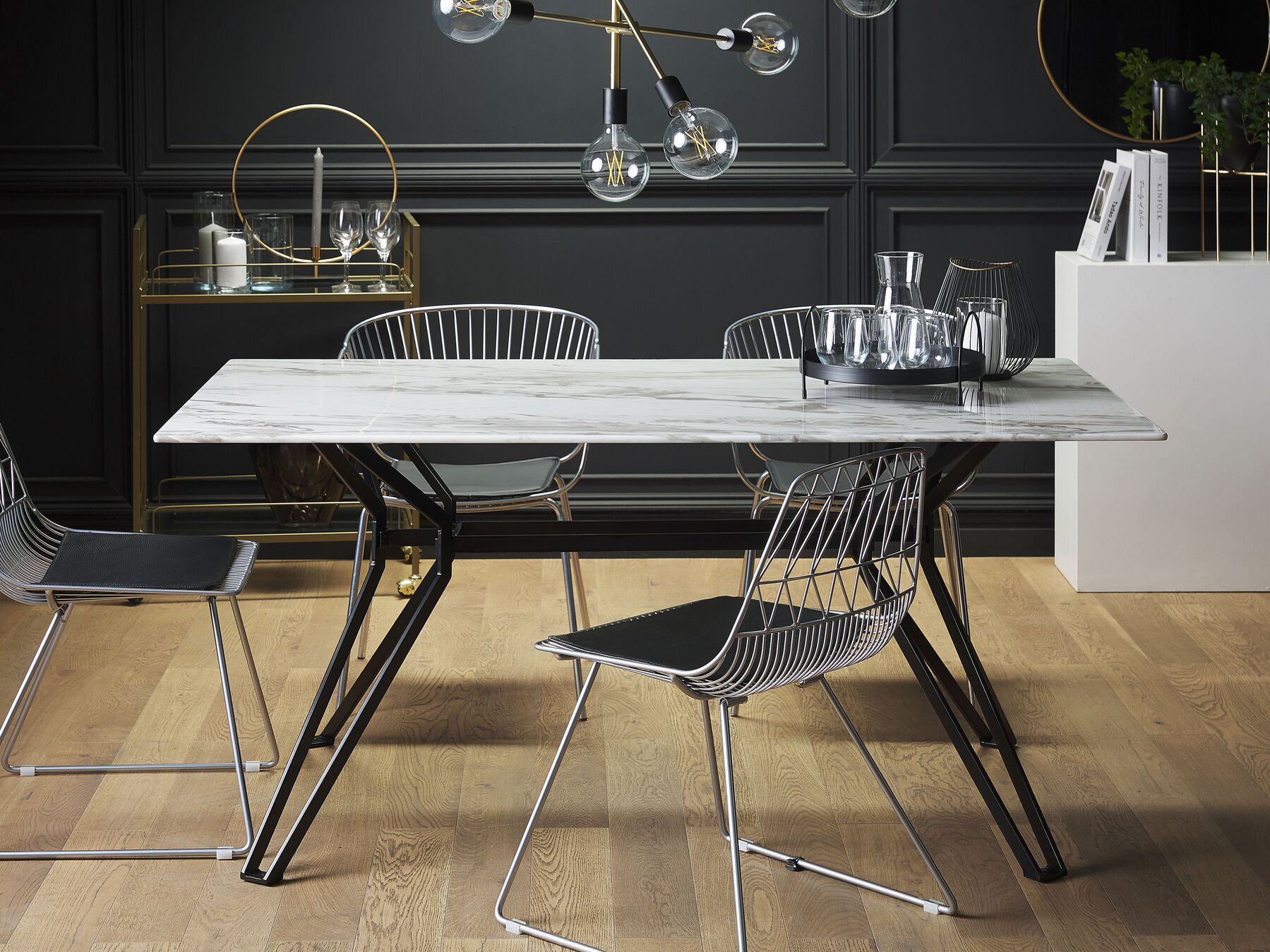Dining Table BALLINA White 160 cm 90 cm Tempered Glass