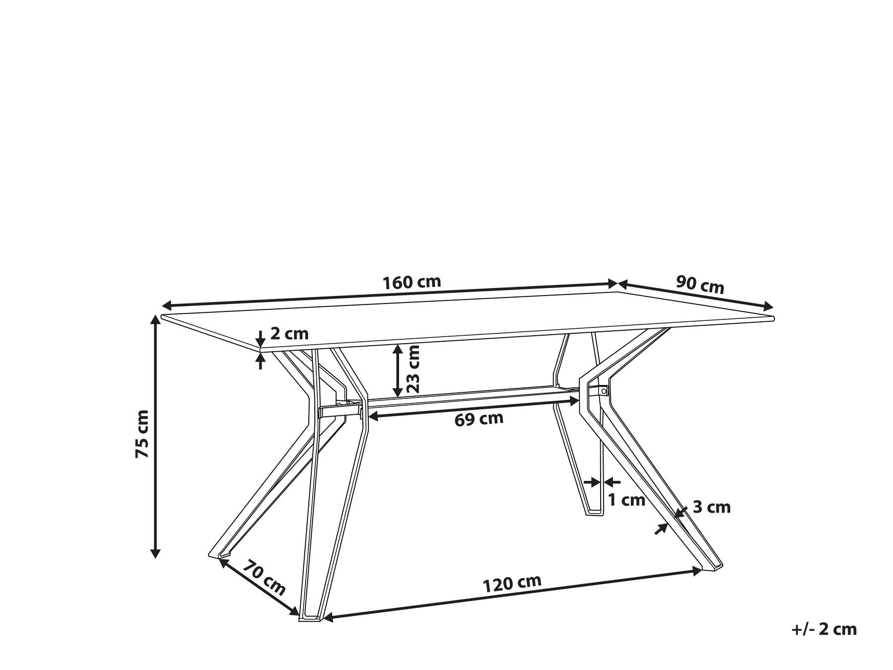 Dining Table BALLINA White 160 cm 90 cm Tempered Glass
