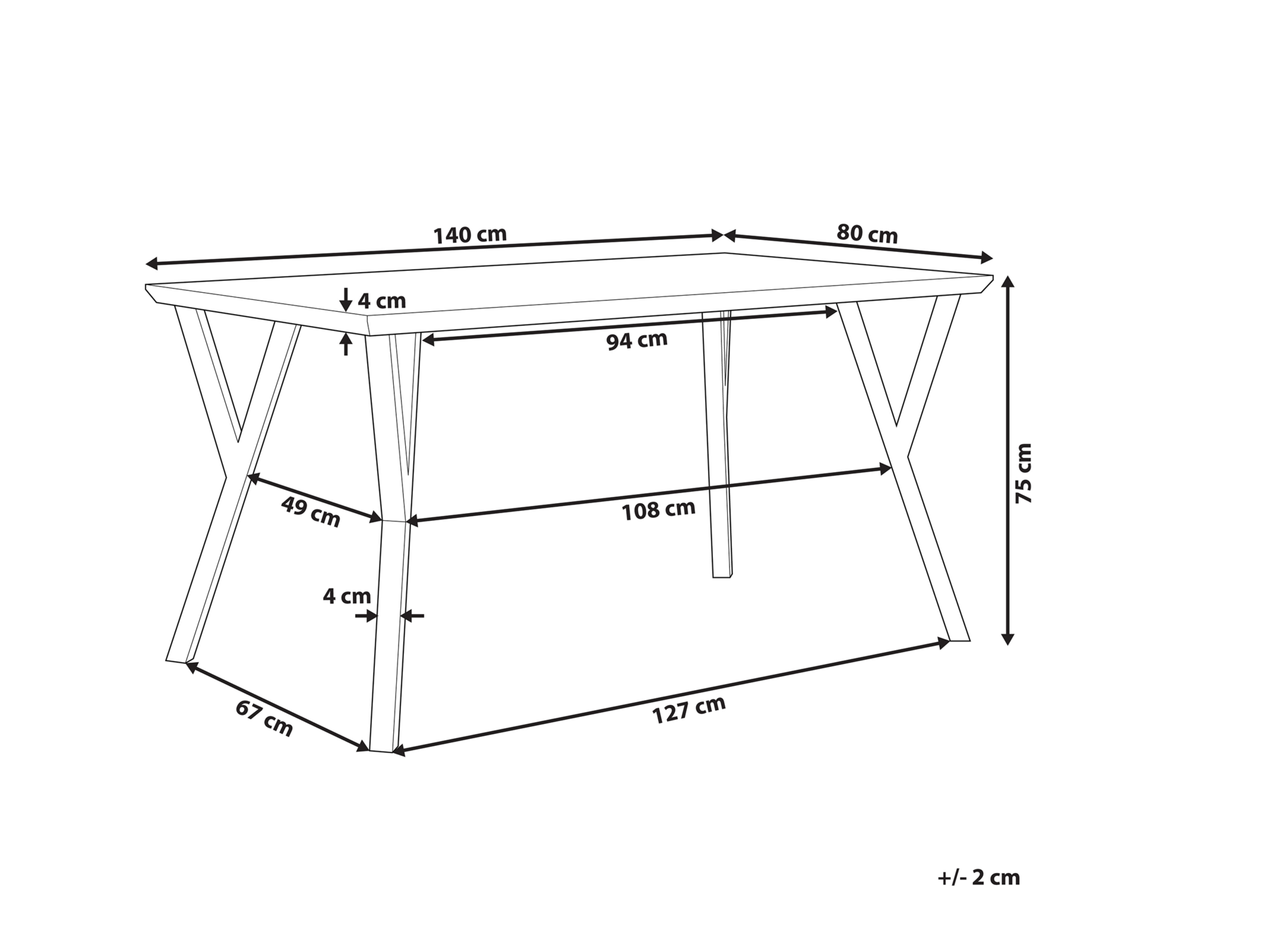 Dining Table BRAVO Light Brown 140 cm 80 cm