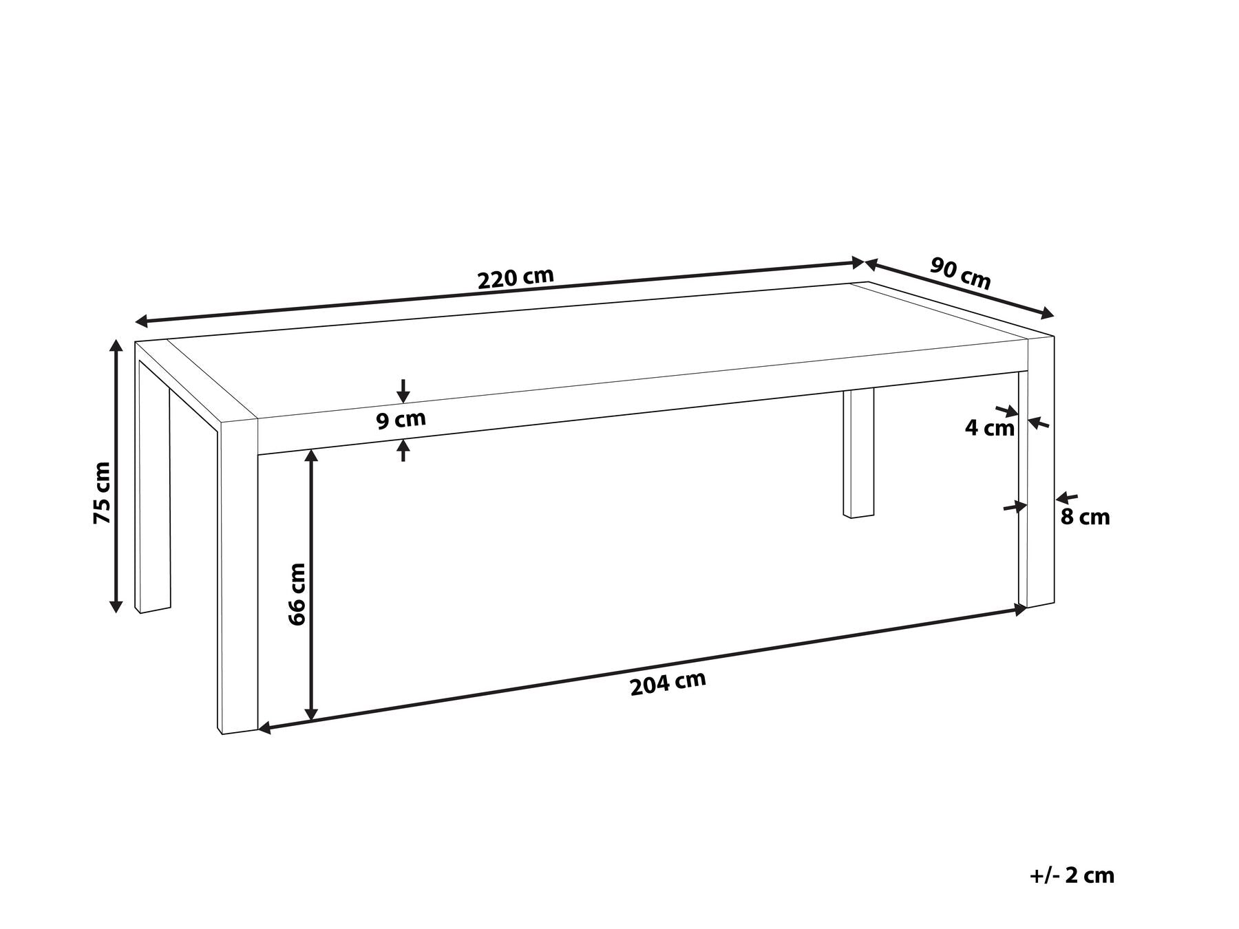 Dining Table ARCTIC Black/ White 220 cm 90 cm