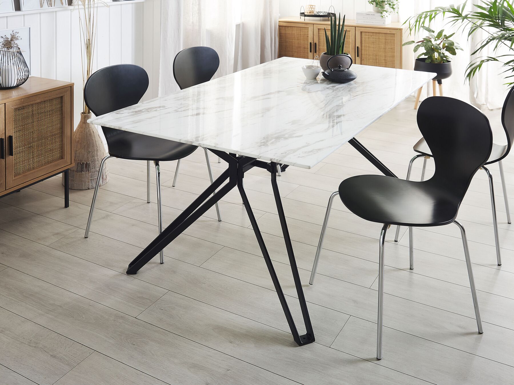 Dining Table BALLINA White 160 cm 90 cm Tempered Glass