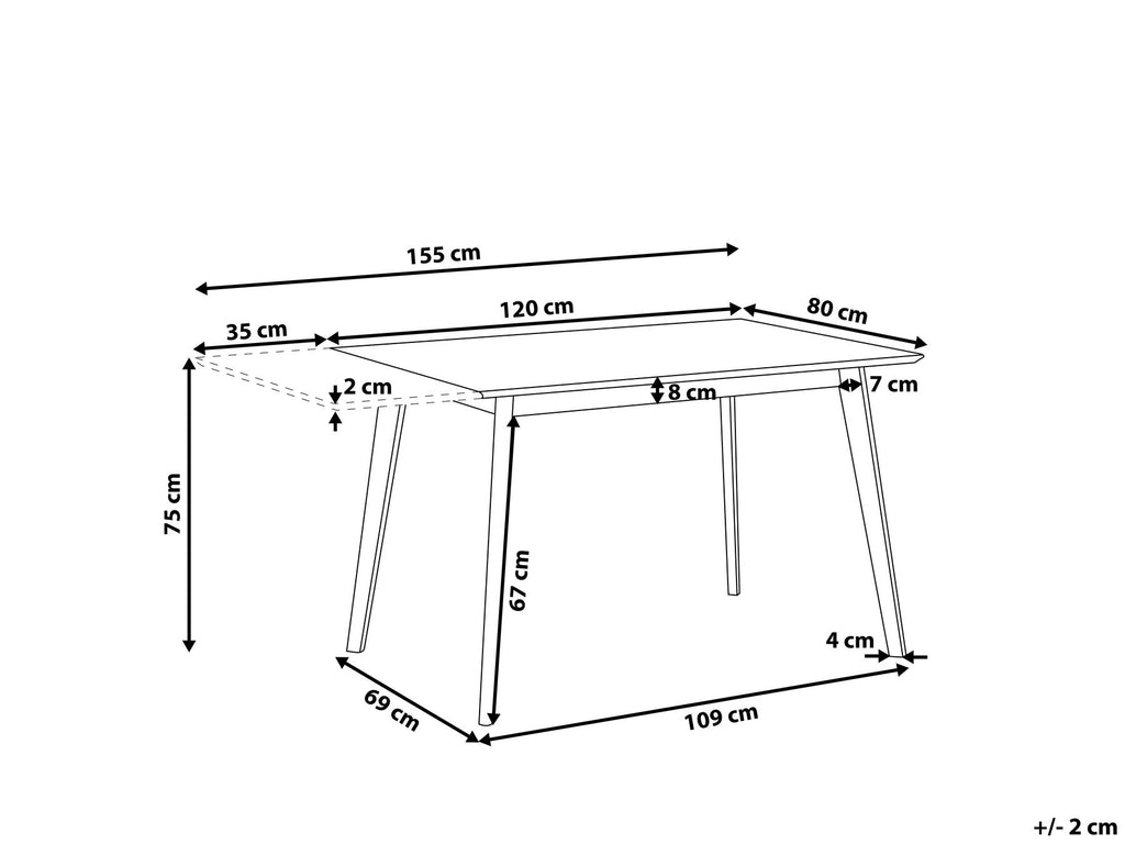 Extending Dining Table MEDIO White 120/155 cm 80 cm