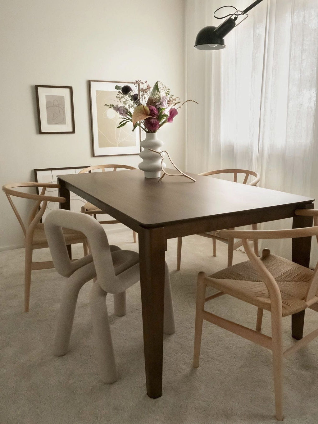 Dining Table LOTTIE Dark Walnut 160 cm 90 cm