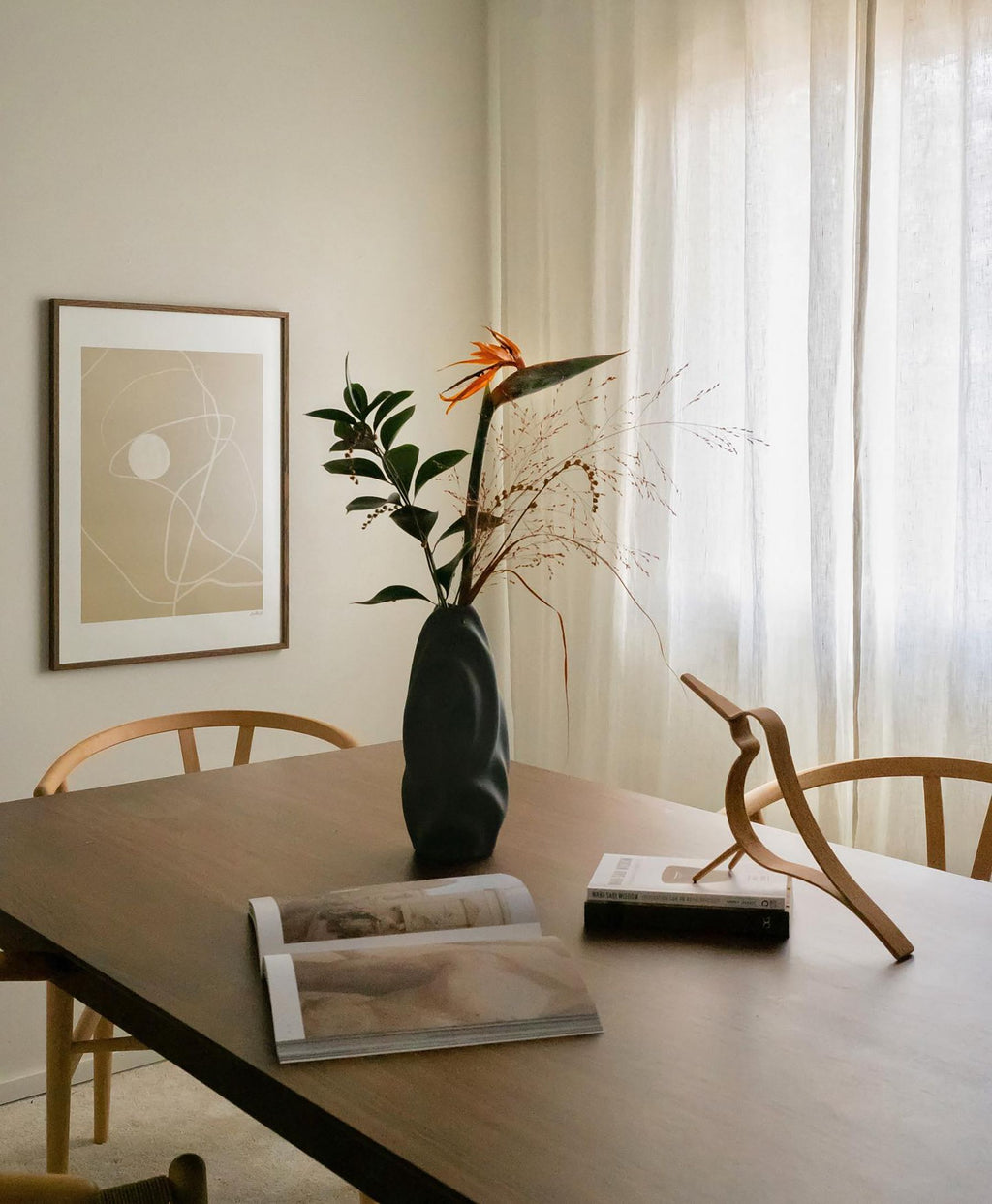 Dining Table LOTTIE Dark Walnut 160 cm 90 cm
