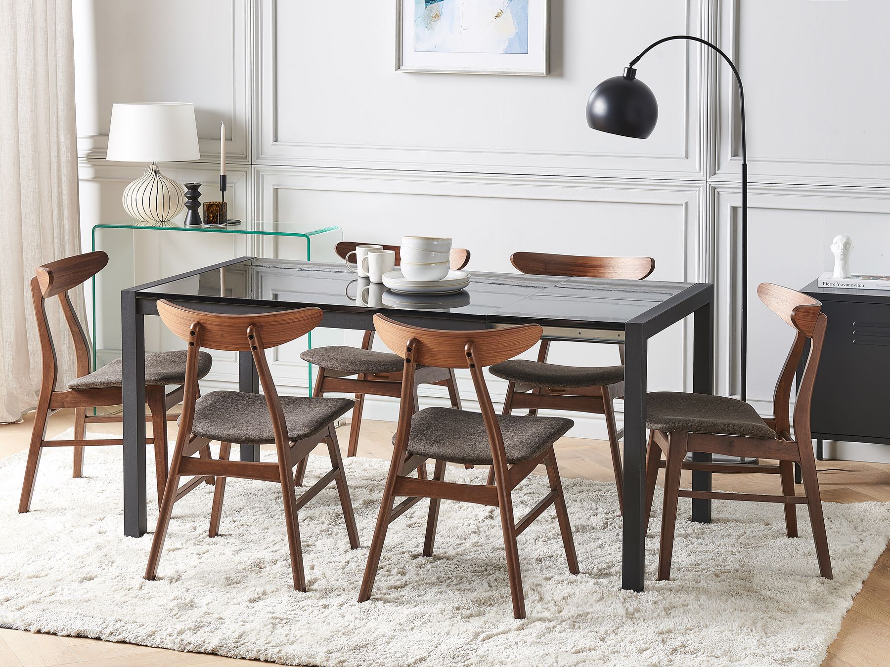 Extending Dining Table GRANADA Black 120/160 cm 80 cm