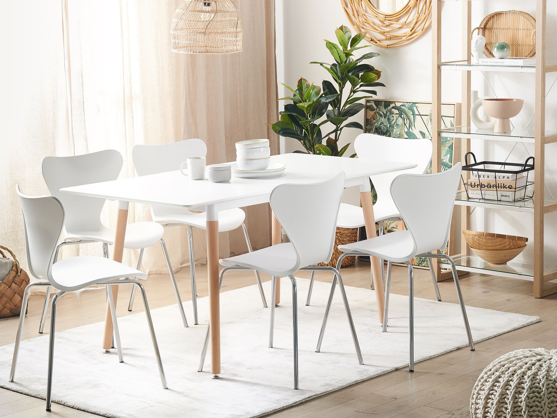 Extending Dining Table MIRABEL White 120/150 cm 80 cm