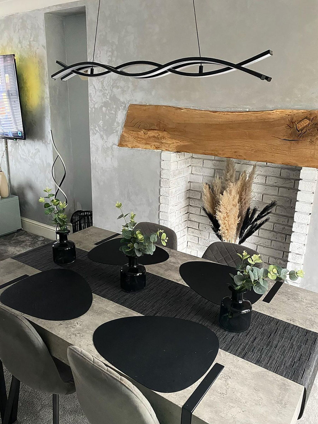 Dining Table ADENA Grey Concrete Effect 150 cm 90 cm