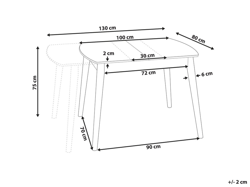 Extending Dining Table TOMS Brown 100/130 cm 80 cm