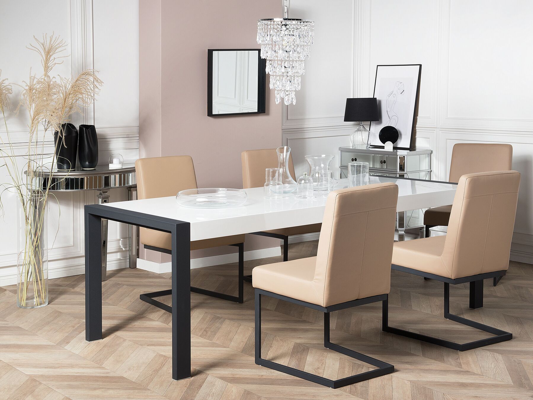 Dining Table ARCTIC Black/ White 220 cm 90 cm