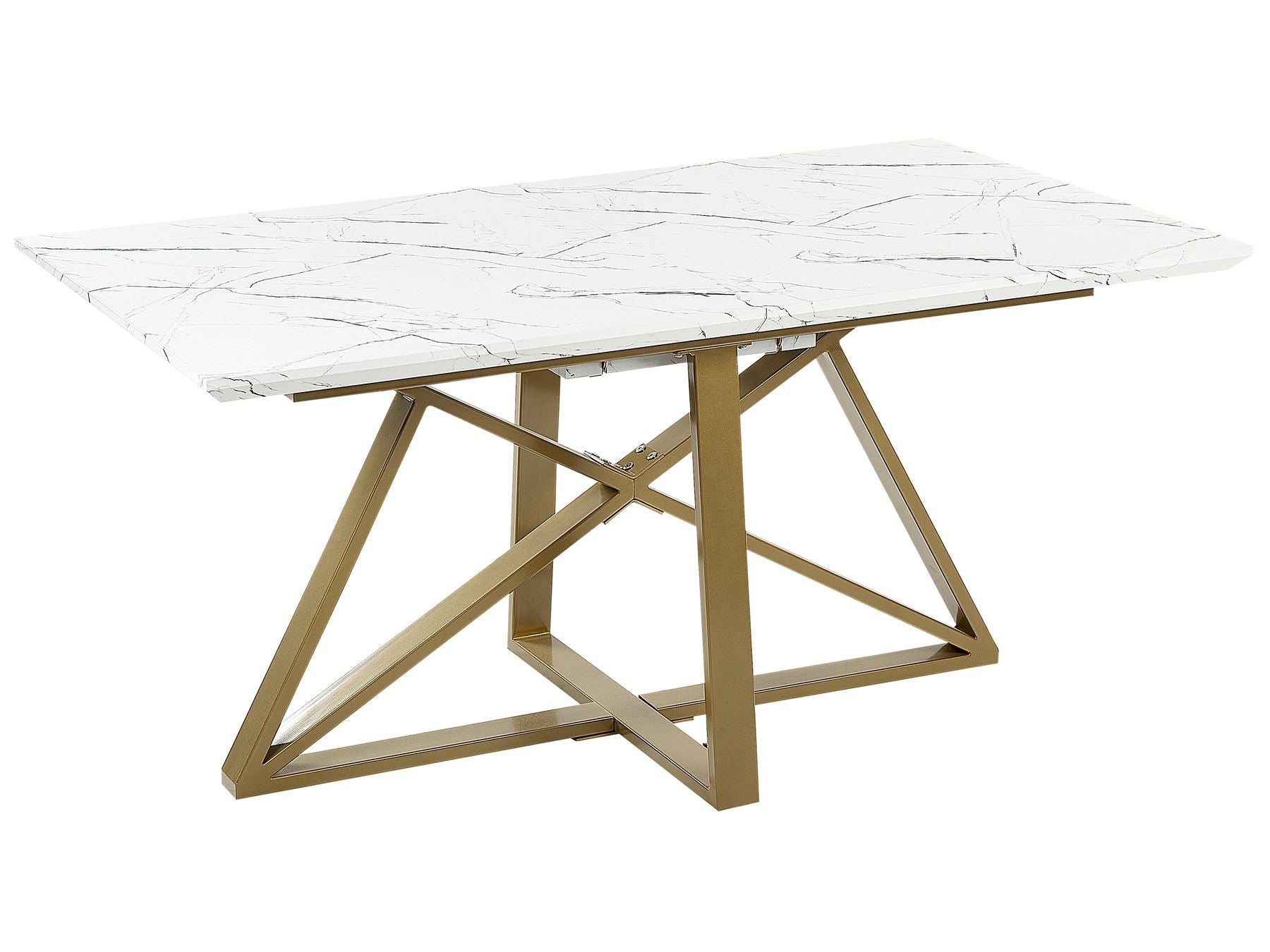 Extending Dining Table MAXIMUS White Marble 160/200 cm 90 cm