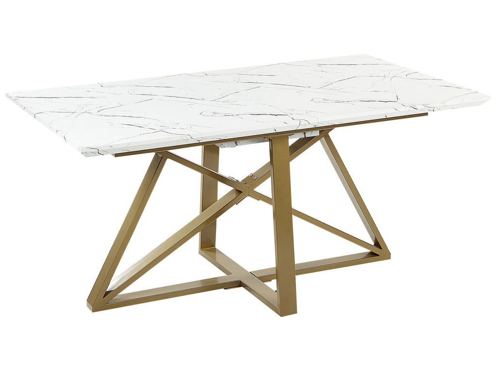 Extending Dining Table MAXIMUS White Marble 160/200 cm 90 cm