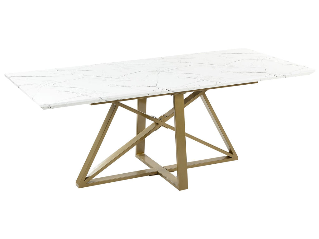 Extending Dining Table MAXIMUS White Marble 160/200 cm 90 cm