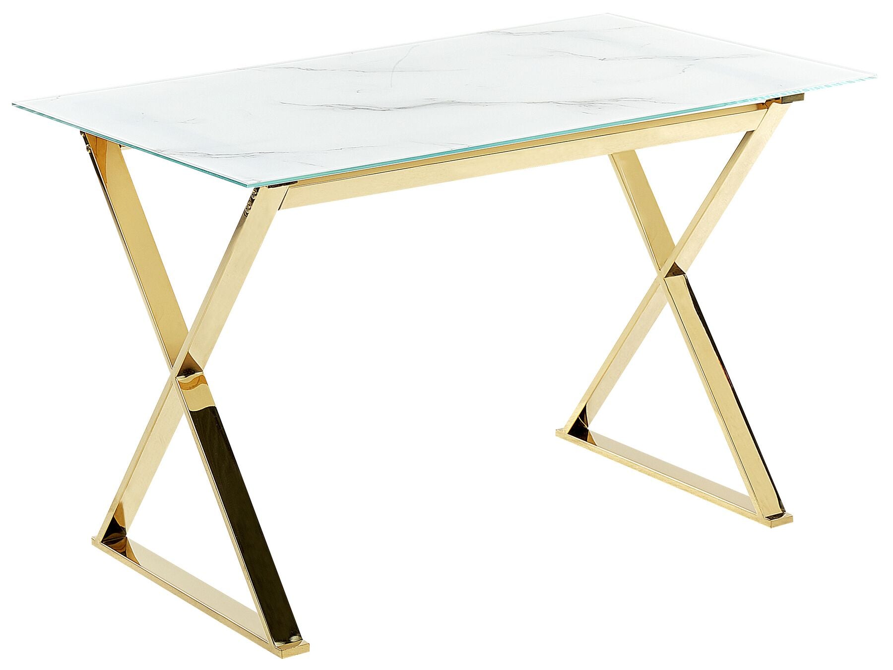 Dining Table ATTICA White Marble 120 cm 70 cm Tempered Glass