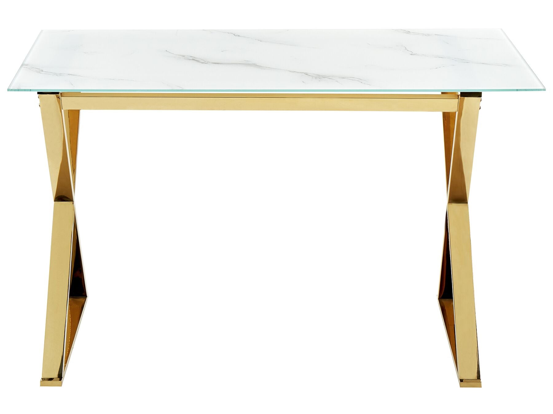 Dining Table ATTICA White Marble 120 cm 70 cm Tempered Glass